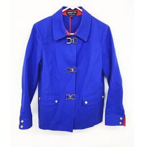 Jones New York Signature Womens Seaport Blue Red Jacket Size S